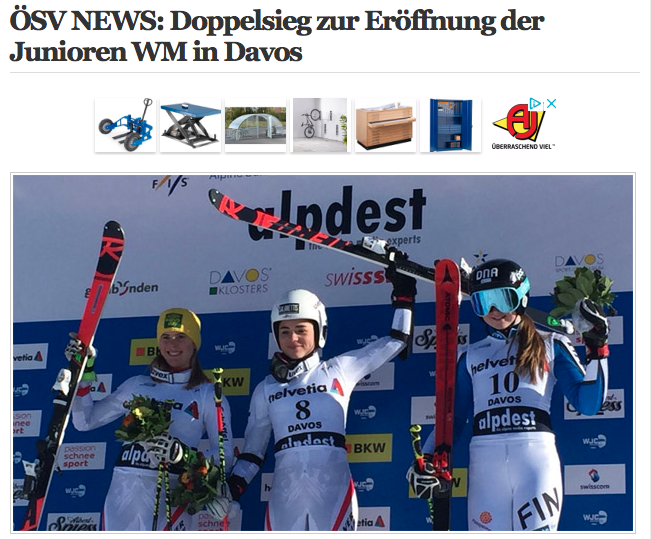 Bild zeigt einen Screenshot des Online-Artikels von Weltcup.tv (Ihr Internet-Sportportal) über die ÖSV-Skifahrerin Julia Scheib.
